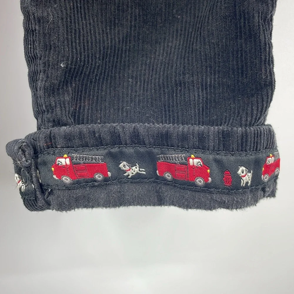 Gymboree Holiday Black Corduroy Fire Truck Embroidered Overalls Size 18M 24M